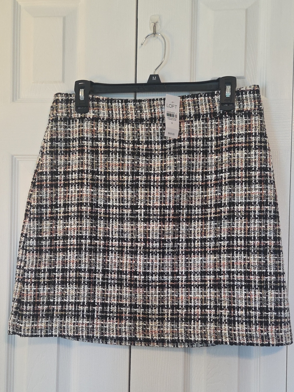 LOFT Black, Cream & Blush Tweed Mini Skirt